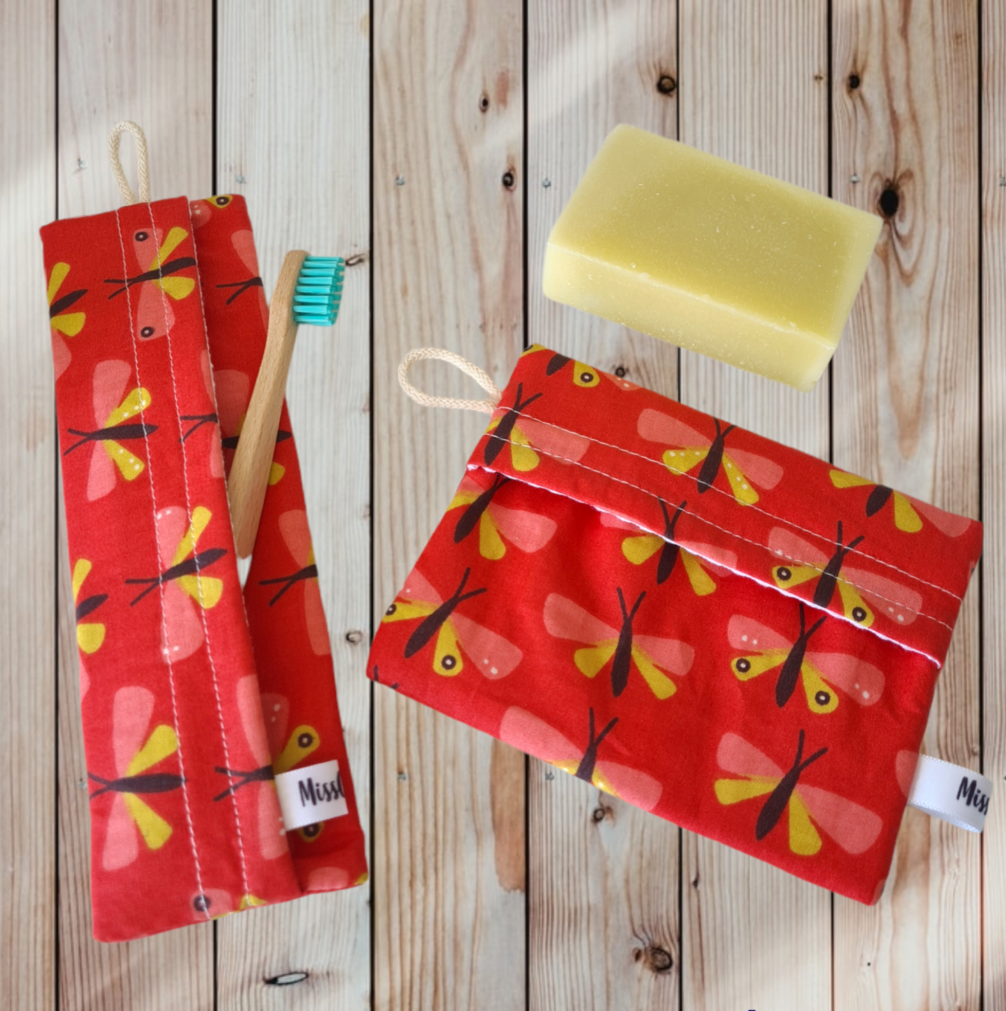 Pochette savon - Papillon rouge