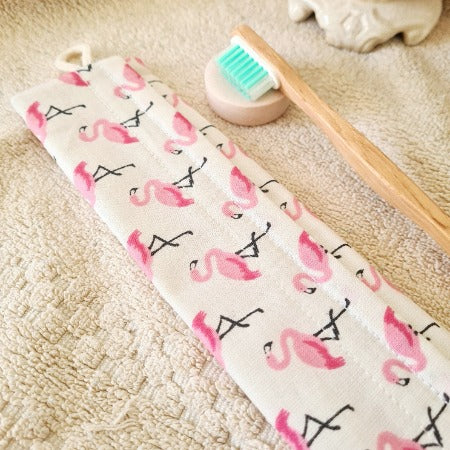 Pochette Brosse à Dents XL - Flamants rose de près