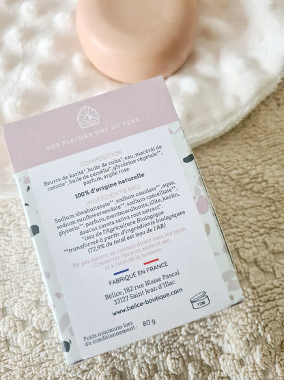 savon visage bio fleur de coton - Belice cosmétiques dos ingrédients