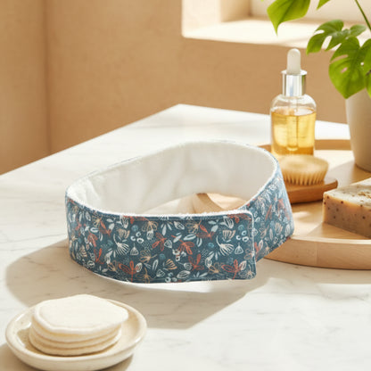 bandeau skin care ajustable Fleurs bleu