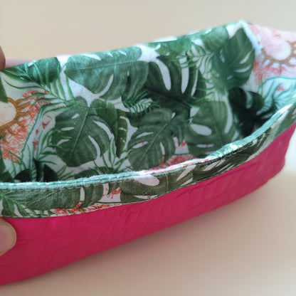 Étui-trousse multifonction en simili cuir et coton avec liseré doré élégant - inerieur