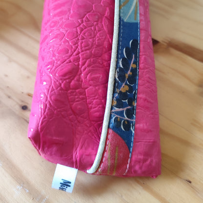 Étui-trousse multifonction en simili cuir et coton avec liseré doré élégant - Fushia  / Tropical bleu | MissGreen