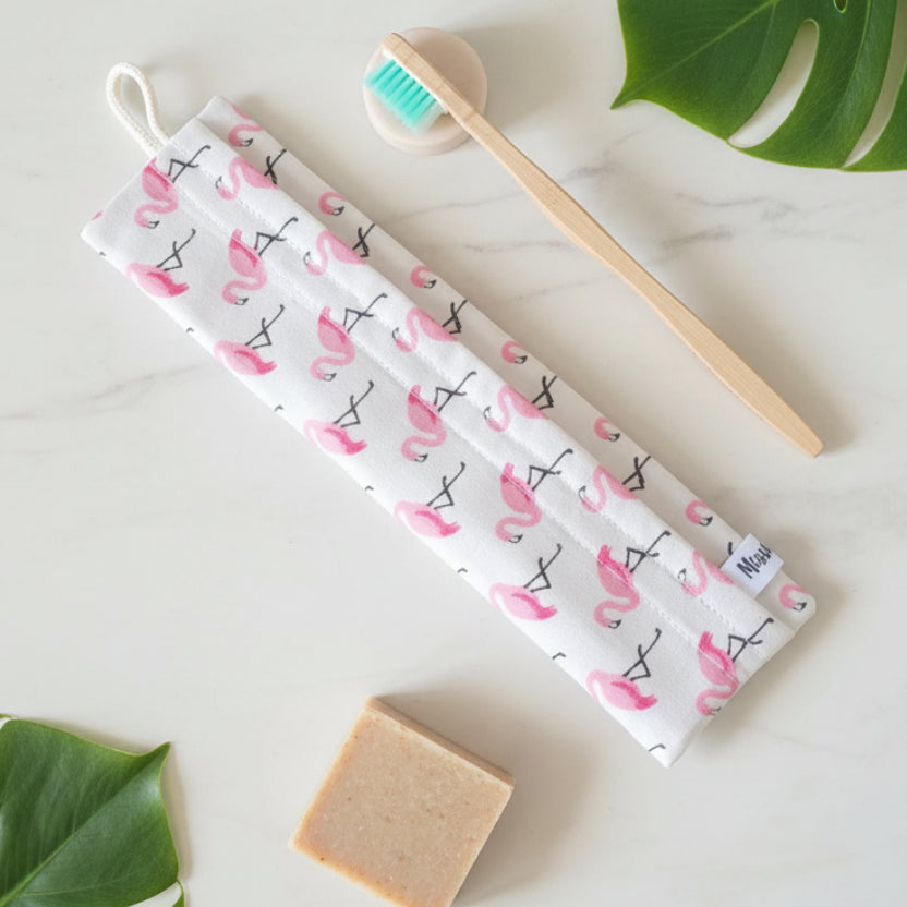 Pochette brosse à dents imperméable flamants rose