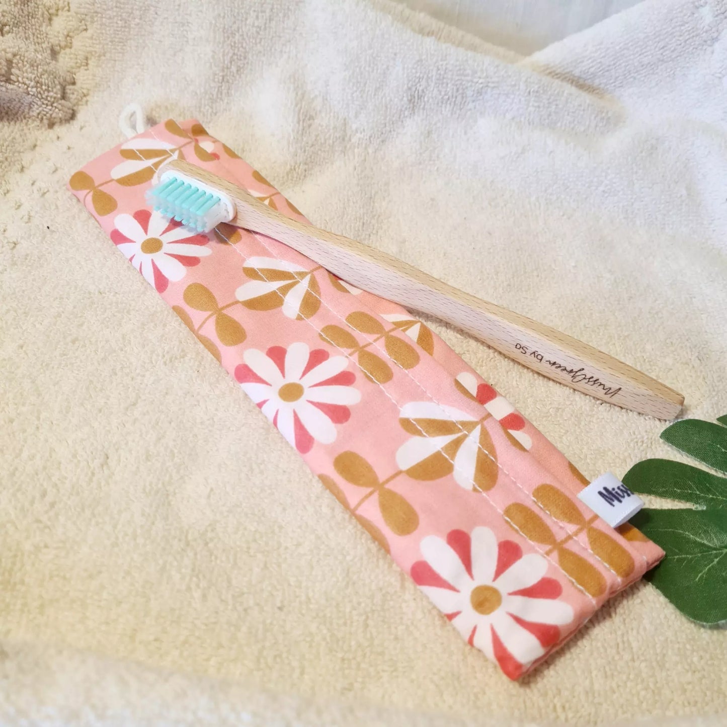 Pochette brosse à dents imperméable seventies rose