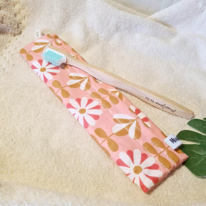 Pochette brosse à dents imperméable seventies rose