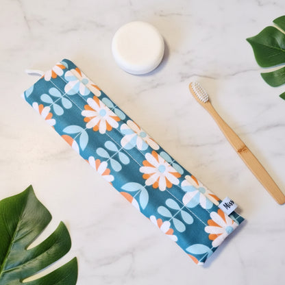 pochette brosse à dents imperméable seventies vert