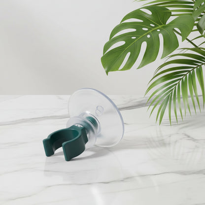 Support ventouse a clip vert fonce et translucide pour brosse a dents MissGreen